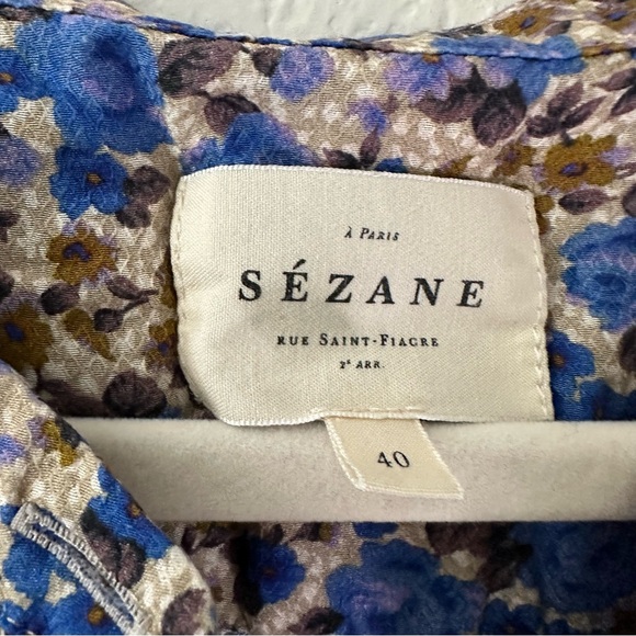Sezane Irina Blouse in Blue Floral Print SZ EU 40, US 8 - Picture 5 of 6